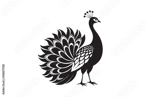  Peacock silhouette vector illustration, Peacock silhouette vector , Peacock silhouette , Peacock silhouette PNG. 