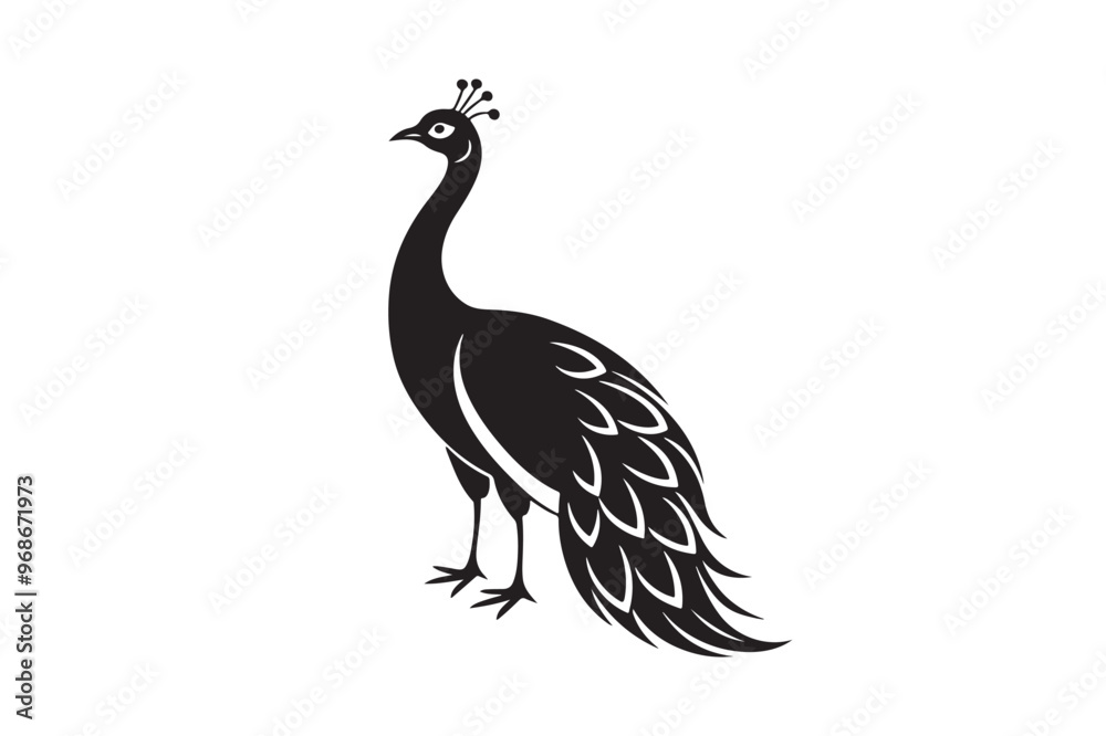 Fototapeta premium Peacock silhouette vector illustration, Peacock silhouette vector , Peacock silhouette , Peacock silhouette PNG. 