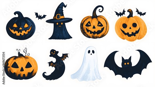 3D hallowween Cut out silhouettes of Halloween motifs such as pumpkins, witches, bats, ghosts, and skulls. These can be simple or highly detailed, depending on your design