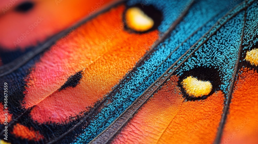 Macro Closeup of Colorful Butterfly Wing Texture Macro Closeup of Colorful Butterfly Wing Texture