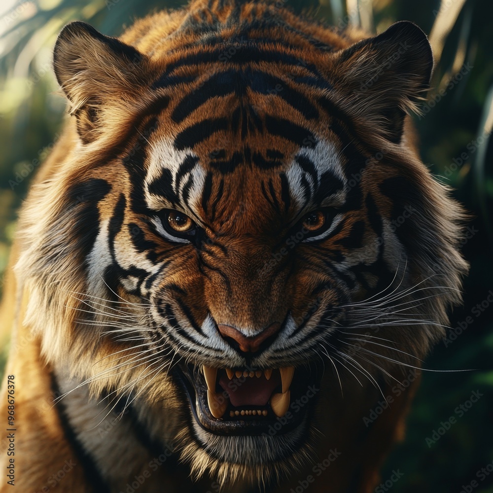 Fototapeta premium Close Up Portrait of a Growling Tiger