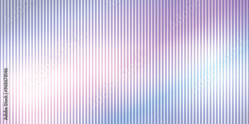 Trendy background of ribbed glass effect. Gradient banner with holographic texture. Iridescent plastic texture with striped overlay. Vector illustration.