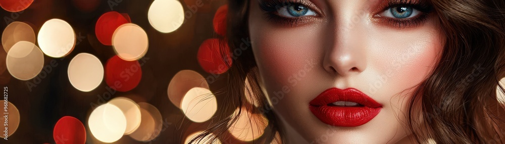 Fototapeta premium Chic beauty look enhancement, high-resolution image, glamorous and elegant makeup digital background with copy space