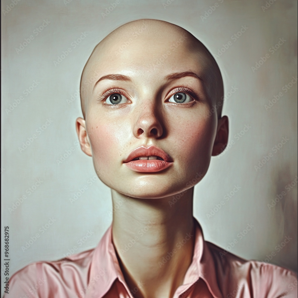 Photo of a Woman with Alopecia, Bald Woman Photo of a Woman with Alopecia, Bald Woman