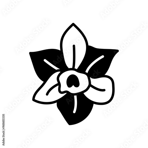 Vanilla Orchid Glyph Icon, Vector illustration