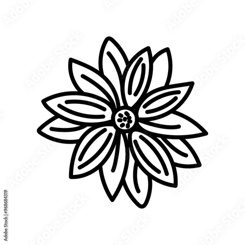 Yellow Flower Outline Icon, Vector illustration