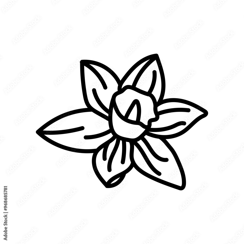 Yellow Orange Daffodil Outline Icon, Vector illustration Yellow Orange Daffodil Outline Icon, Vector illustration