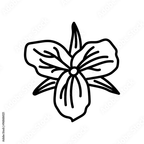 White Trillium Outline Icon, Vector illustration