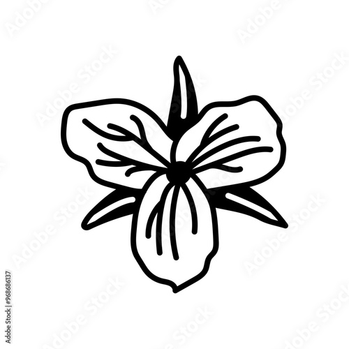 White Trillium Glyph Icon, Vector illustration
