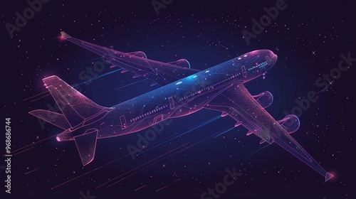 Travel Plane Airplane Continuous Line Outline Vector Art

 photo