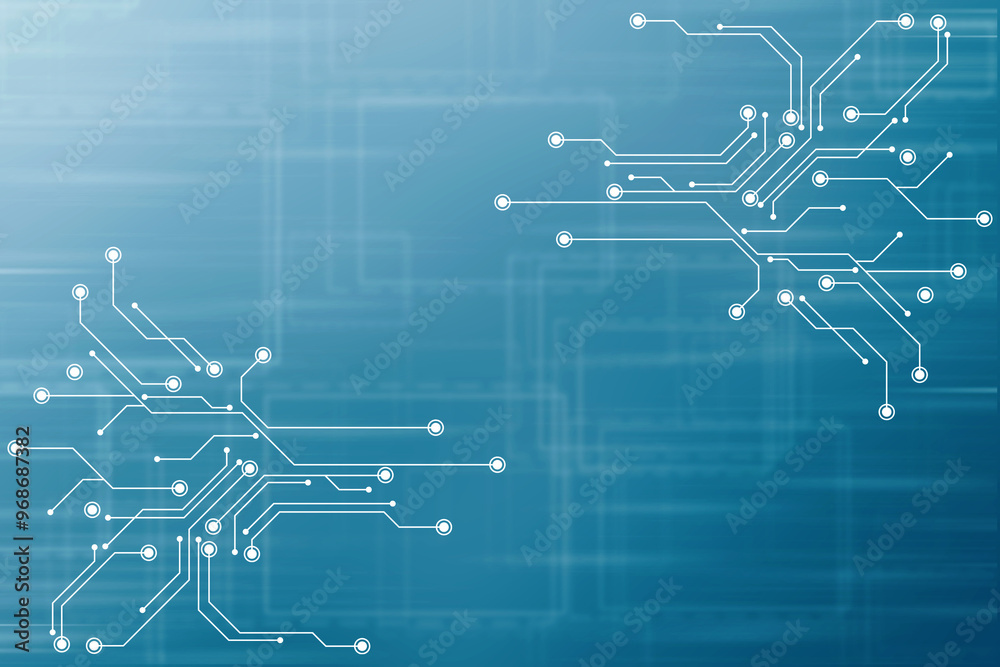 Abstract futuristic circuit board Illustration, Circuit board with various technology elements. Circuit board pattern for digital abstract technology background