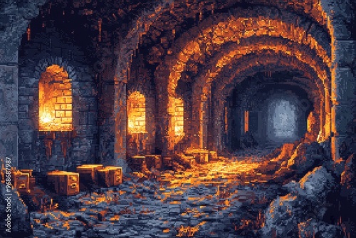 Retro Pixel Dungeon: 8-Bit Adventure RPG with Treasure Chests, Monsters, and Glowing Torches