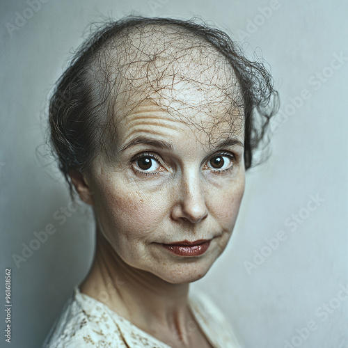 Photo of a Woman with Alopecia, Bald Woman