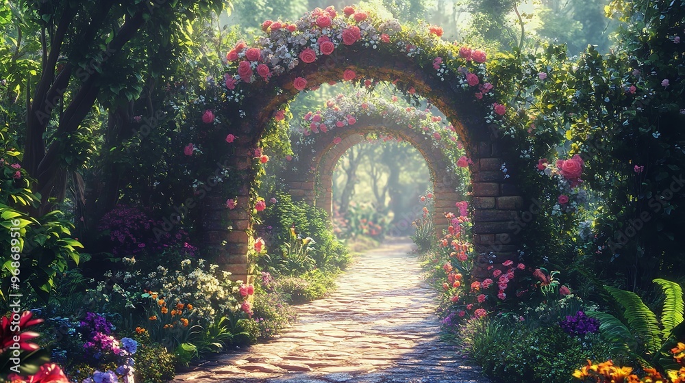 Enchanting Rose Garden Path. Enchanting Rose Garden Path.