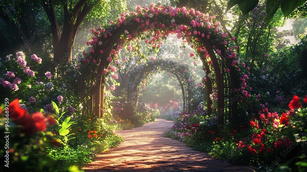 Enchanting Rose Garden Path. Enchanting Rose Garden Path.