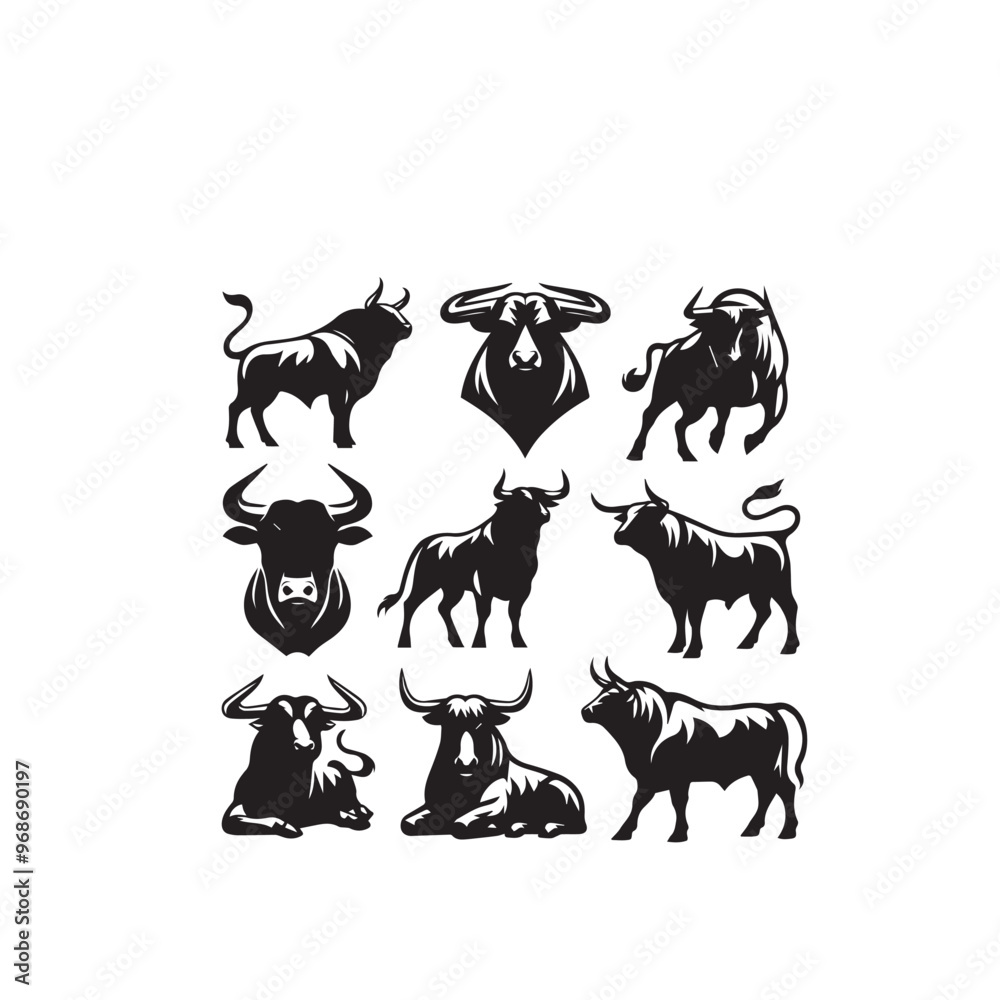 Cow silhouette. cow logo, icon black and white. Cow vector design. Bull, dairy cow Cow silhouette. cow logo, icon black and white. Cow vector design. Bull, dairy cow