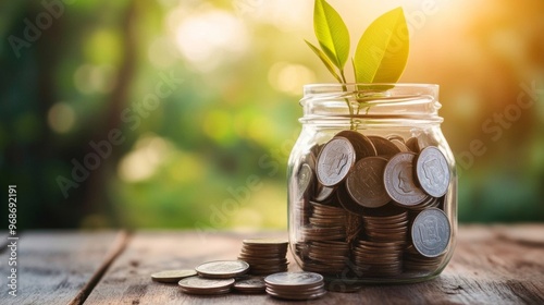 Jar of Coins Symbolizing Savings and Wealth Accumulation