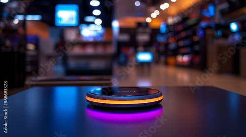 Wallpaper Mural Futuristic Smart Home Device with Colorful Lights in Modern Interior Torontodigital.ca