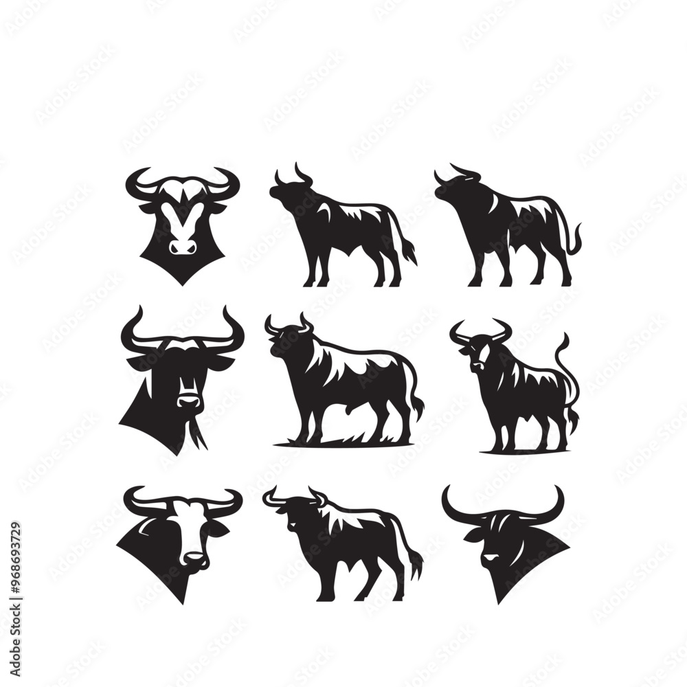 Cow silhouette. cow logo, icon black and white. Cow vector design. Bull, dairy cow