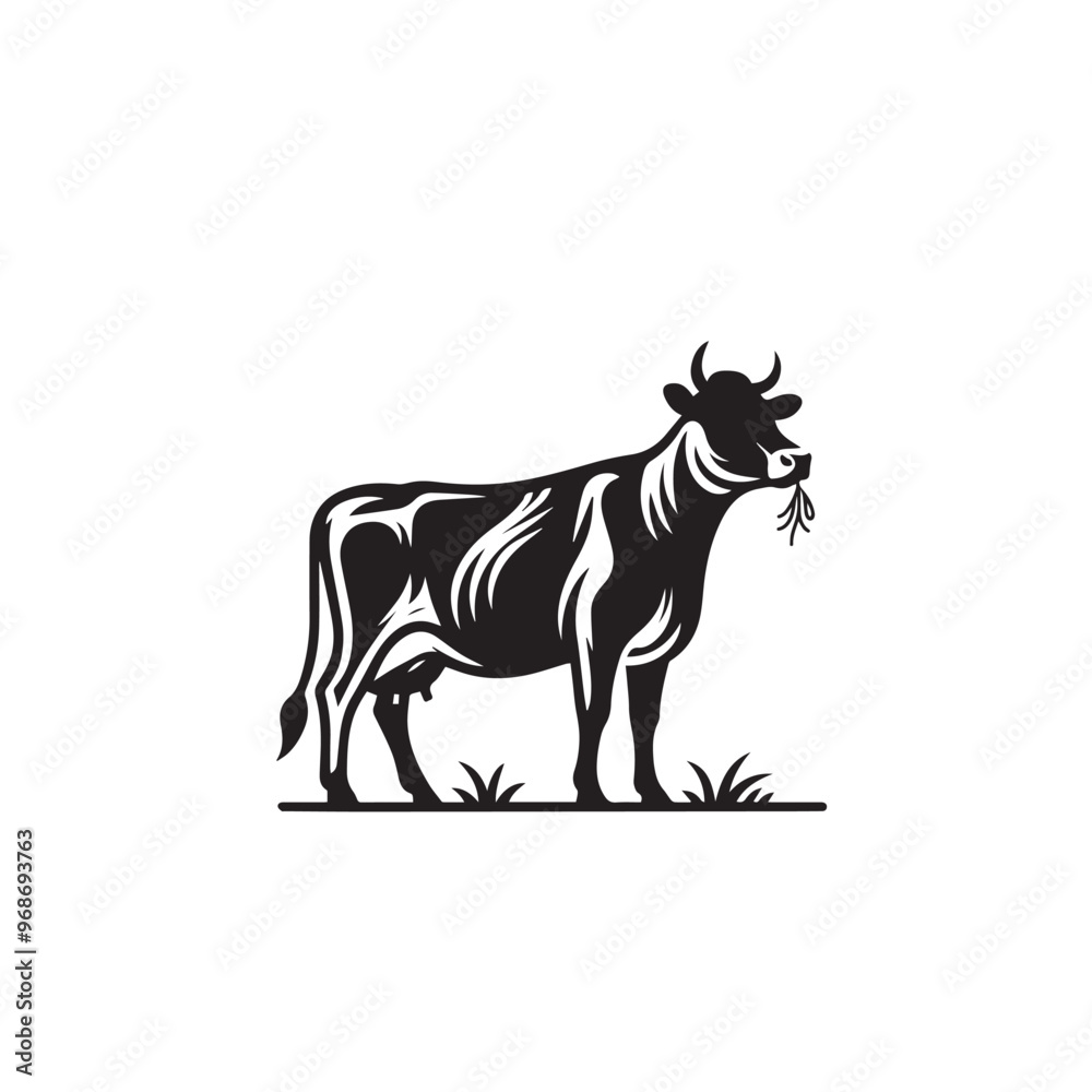 Fototapeta premium Cow silhouette. cow logo, icon black and white. Cow vector design. Bull, dairy cow