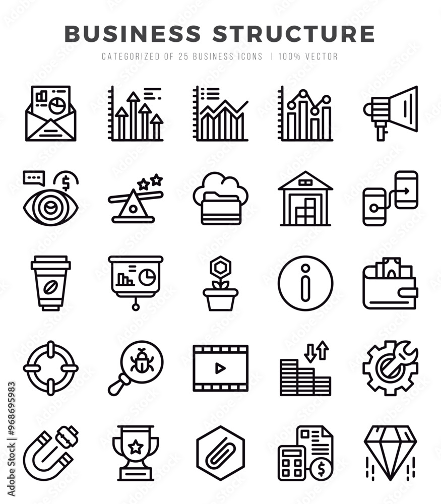 Business Structure Lineal icons. Vector Lineal illustration. Business Structure Lineal icons. Vector Lineal illustration.
