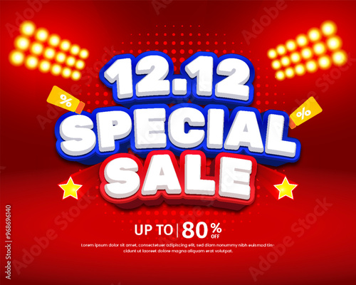 12.12 Special sale promotion banner with editable text