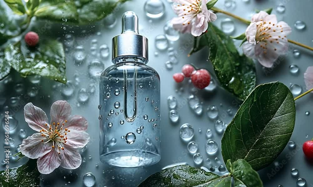 Natural Beauty Serum with Flowers and Droplets Natural Beauty Serum with Flowers and Droplets