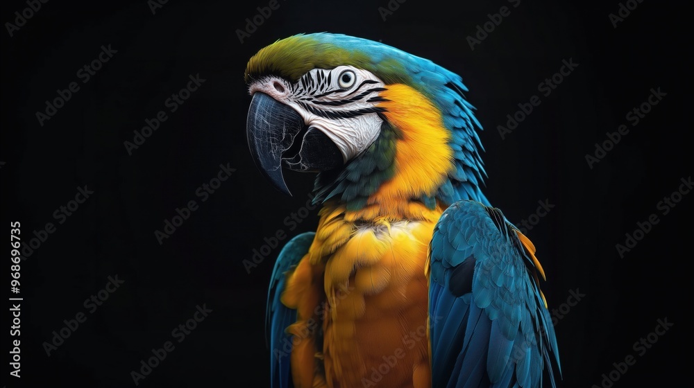 Beautiful blue and yellow macaw isolated on a white background Beautiful blue and yellow macaw isolated on a white background