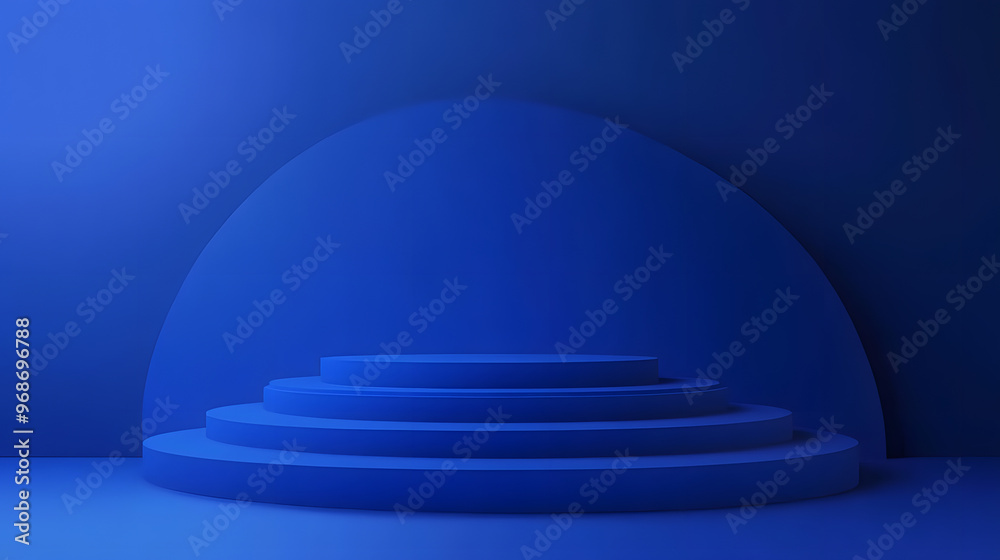 3D illustration of a blue arched doorway leading to a staircase ascending towards a bright sky, symbolizing success and upward movement in business 3D illustration of a blue arched doorway leading to a staircase ascending towards a bright sky, symbolizing success and upward movement in business