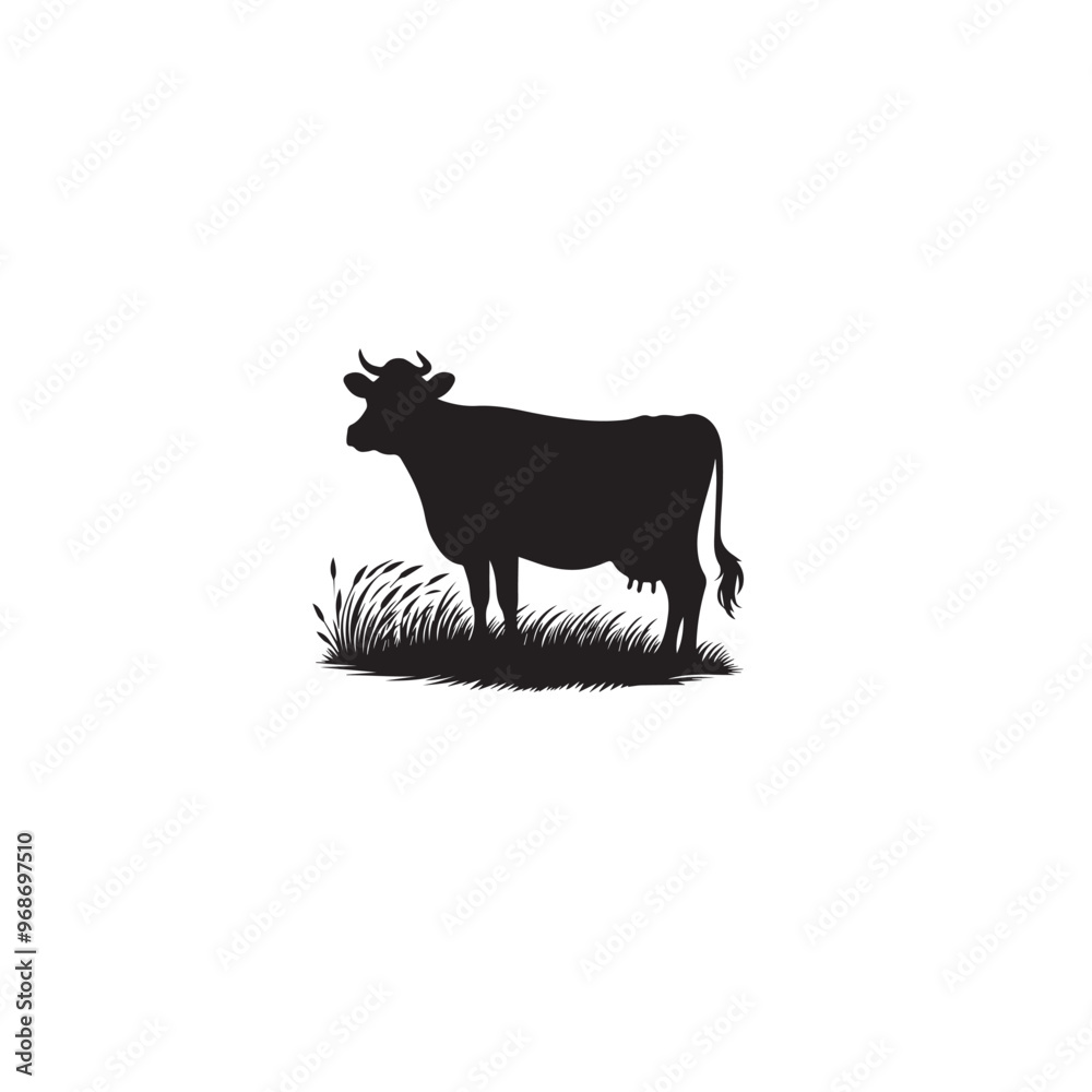 Cow silhouette. cow logo, icon black and white. Cow vector design. Bull, dairy cow Cow silhouette. cow logo, icon black and white. Cow vector design. Bull, dairy cow