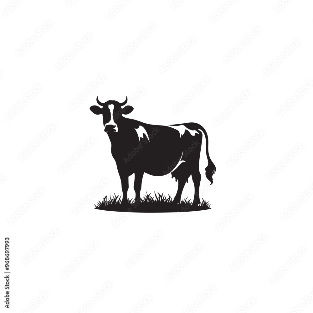 Fototapeta premium Cow silhouette. cow logo, icon black and white. Cow vector design. Bull, dairy cow