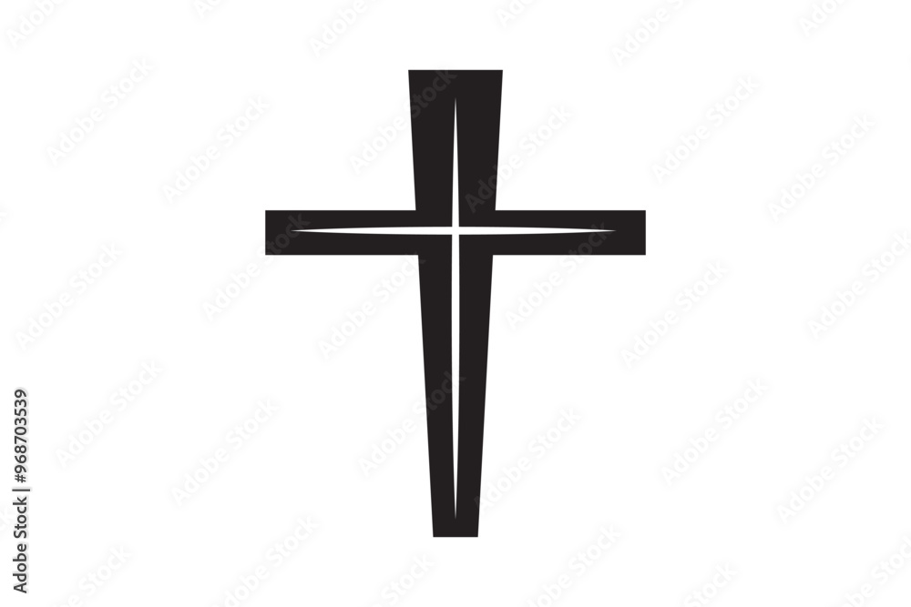 Catholic Symbols - Cross Christian icons. Vector line black christian cross set on white background Catholic Symbols - Cross Christian icons. Vector line black christian cross set on white background