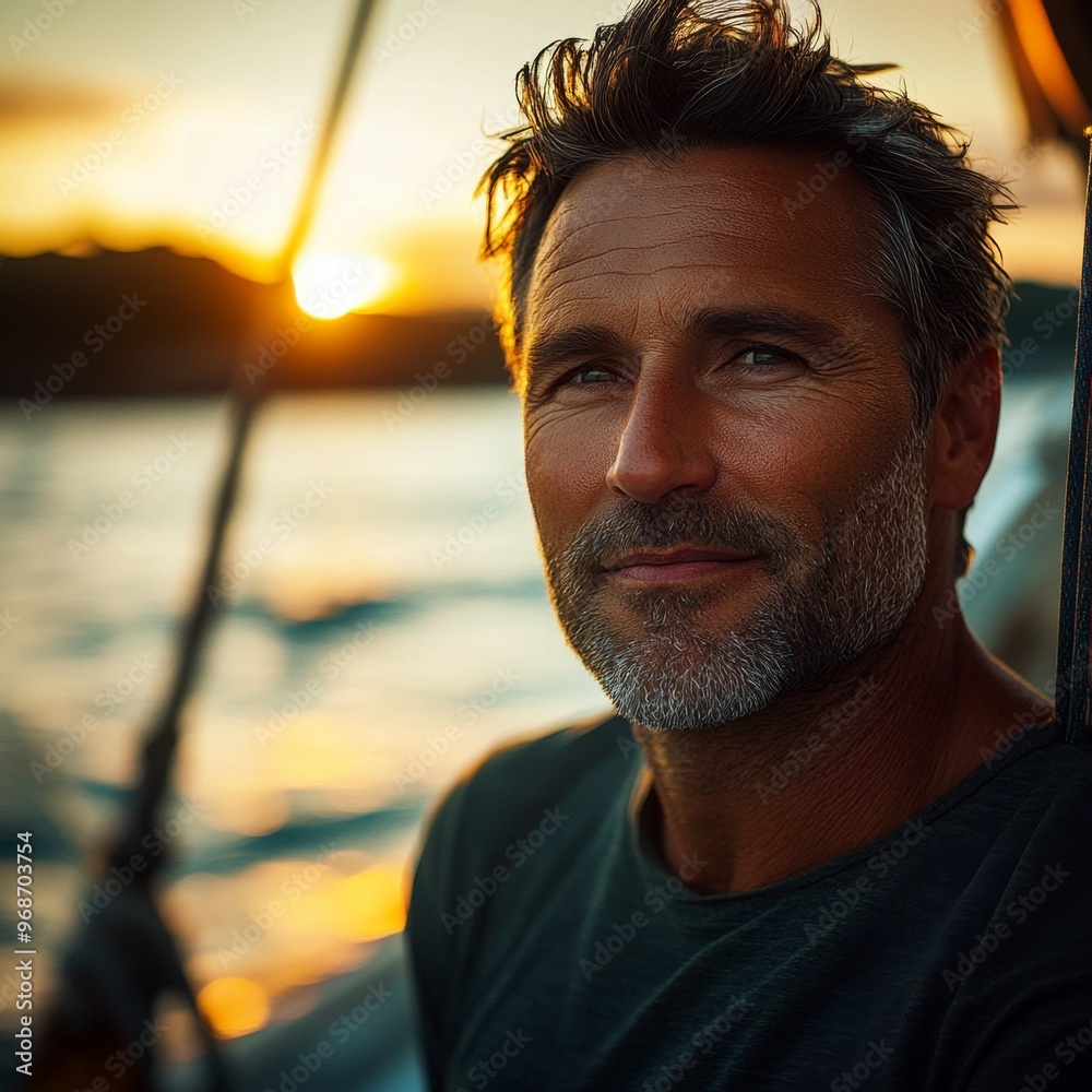 Portrait of a Handsome Man with a Salt and Pepper Beard Looking at the Camera During Golden Hour Portrait of a Handsome Man with a Salt and Pepper Beard Looking at the Camera During Golden Hour