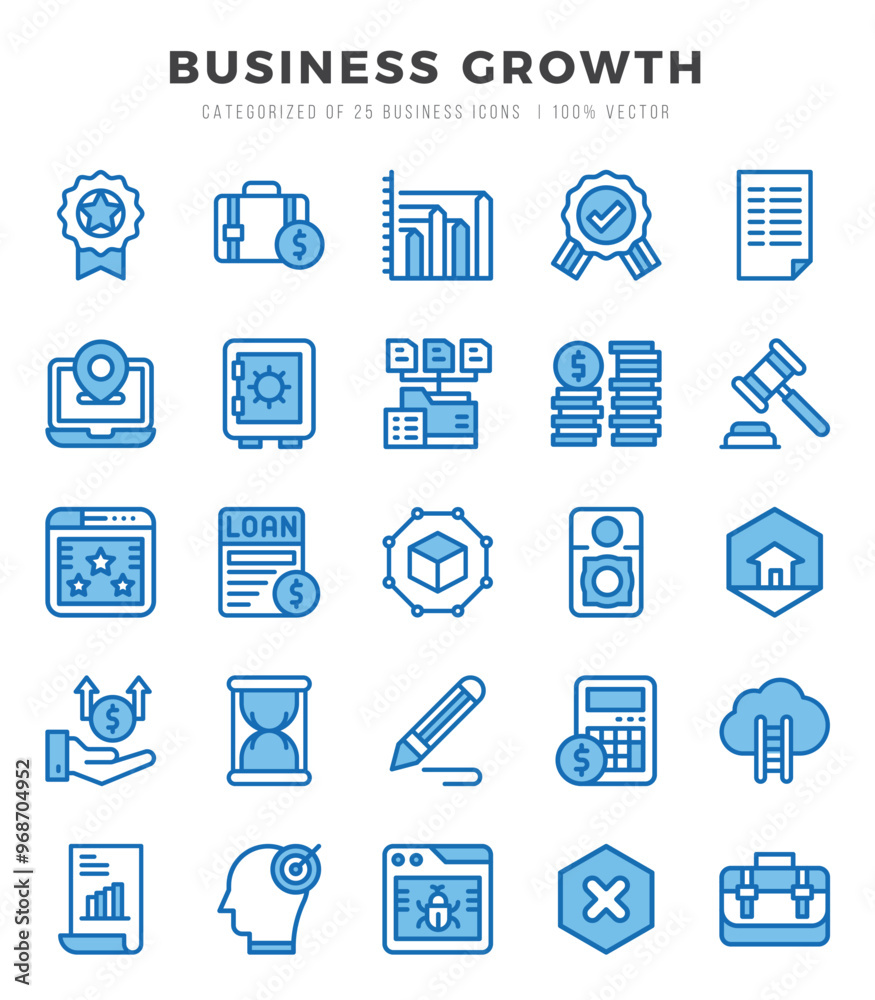 Set of Two Color Business Growth Icons. Two Color art icon. Vector illustration Set of Two Color Business Growth Icons. Two Color art icon. Vector illustration
