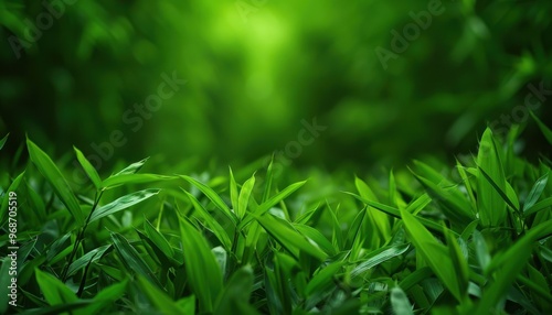 Lush green leaves creating a serene natural landscape, ideal for eco-friendly themes or background imagery.