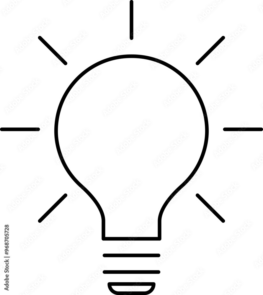Light Bulb line icon vector, isolated on white background. Idea sign, solution, thinking concept. Lighting Electric lamp, electricity, shine, shiny. Flat style for graphic design, logo, web site, UI. Light Bulb line icon vector, isolated on white background. Idea sign, solution, thinking concept. Lighting Electric lamp, electricity, shine, shiny. Flat style for graphic design, logo, web site, UI.