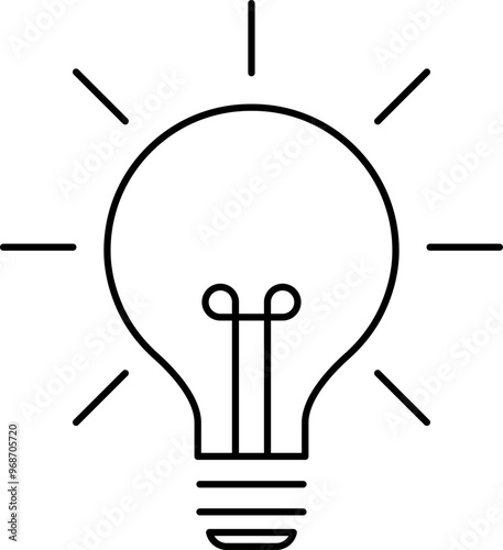 Light Bulb line icon vector, isolated on white background. Idea sign, solution, thinking concept. Lighting Electric lamp, electricity, shine, shiny. Flat style for graphic design, logo, web site, UI.