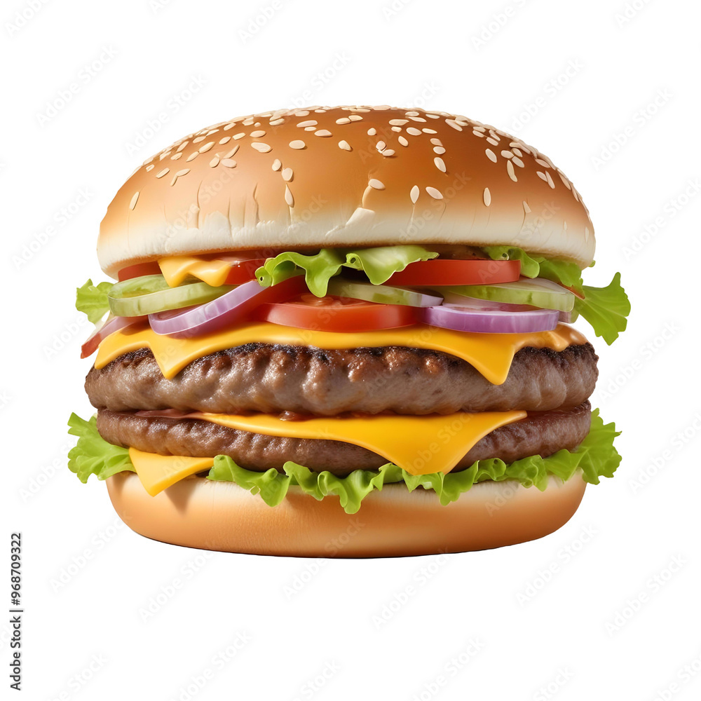 A hamburger with a hamburger on it and a picture of a hamburger