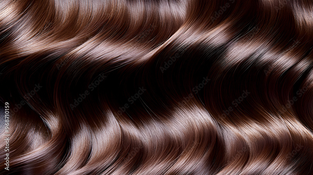 close-up of elegant, voluminous waves, each strand reflecting light and enhancing the richness of her deep brown hair color close-up of elegant, voluminous waves, each strand reflecting light and enhancing the richness of her deep brown hair color