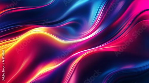 Wallpaper Mural Abstract vibrant waves in neon colors, flowing Torontodigital.ca