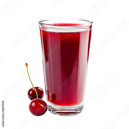 Cherry Juice A sweet and slightly tart juice with a deep red color. Transparent background. Generative ai.