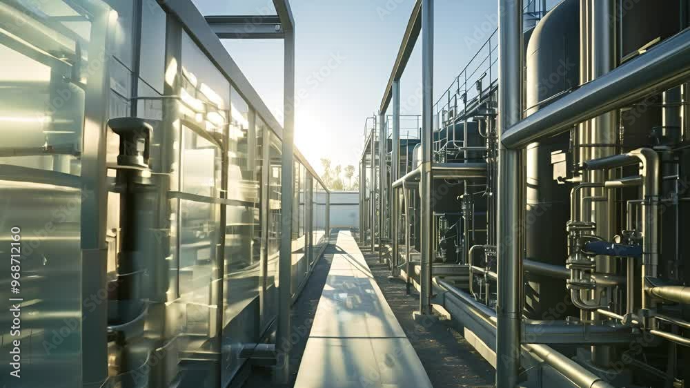 Industrial Facility with Steel Piping and Glass Panels Industrial Facility with Steel Piping and Glass Panels