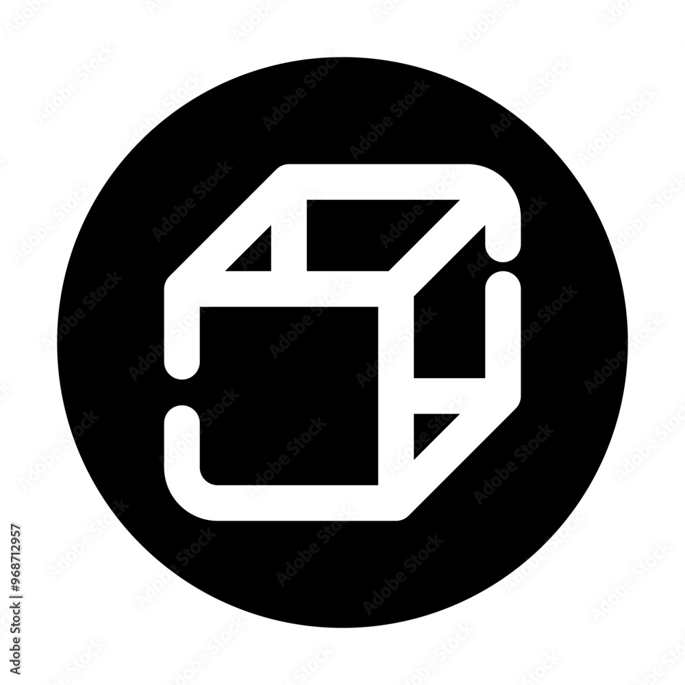 Cube Icon Circular Broken Line Style Cube Icon Circular Broken Line Style