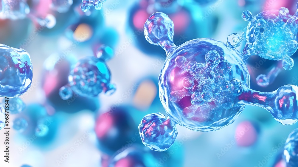 Abstract Blue and Pink Cell Structure 3D Rendering Abstract Blue and Pink Cell Structure 3D Rendering