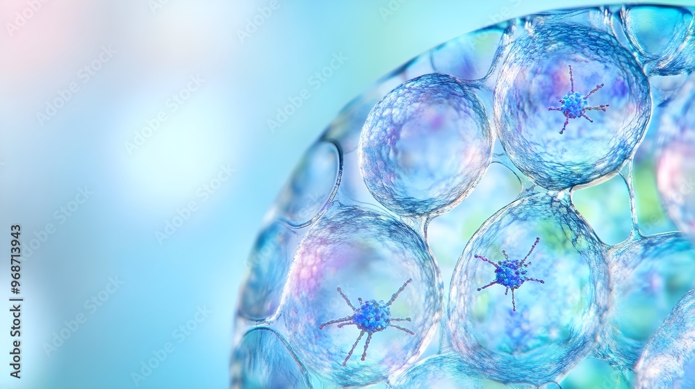 Abstract Cell Structure Blue Background Medical Science Abstract Cell Structure Blue Background Medical Science