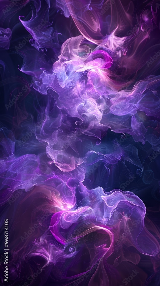 Fototapeta premium A purple and blue swirl of smoke with a purple and blue background