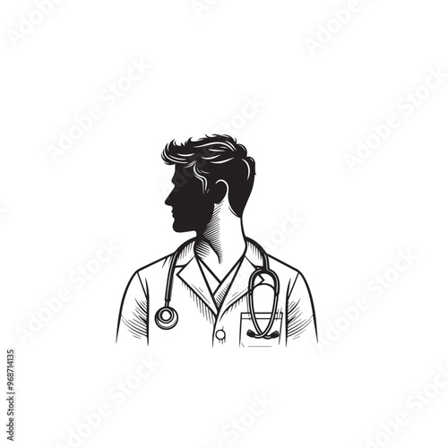 Doctor silhouette. Male and Female doctor vector design. Doctor logo, icon.