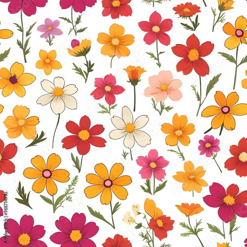 Wallpaper Mural seamless pattern with autumn flowers Torontodigital.ca
