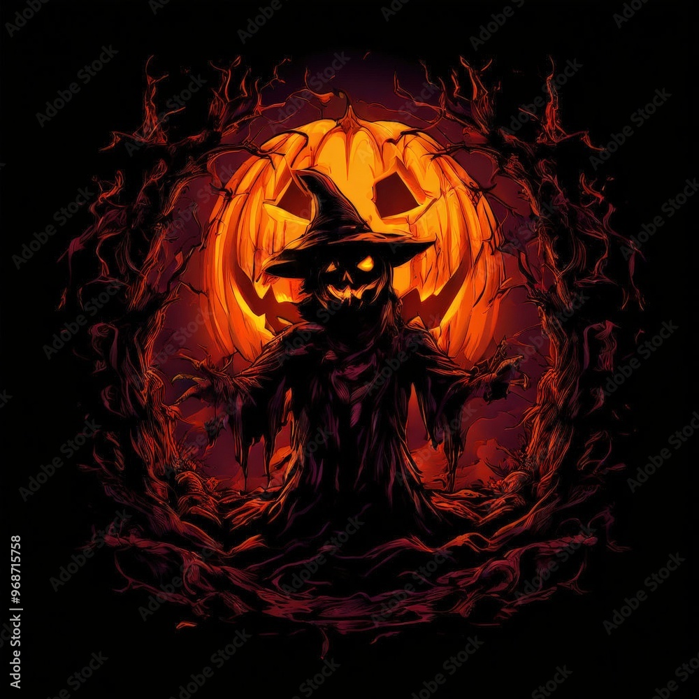 an AI Image Generator, Pumpkin Devil, a terrifying and ferocious ghost living in the dark forest, an AI Image Generator, Pumpkin Devil, a terrifying and ferocious ghost living in the dark forest,