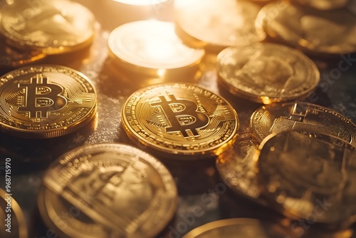 Golden Bitcoin Cryptocurrency Close-up photo